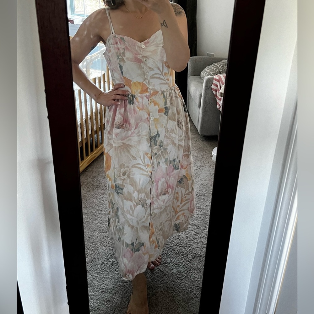 H&M | Pastel Floral Linen Blend Dress